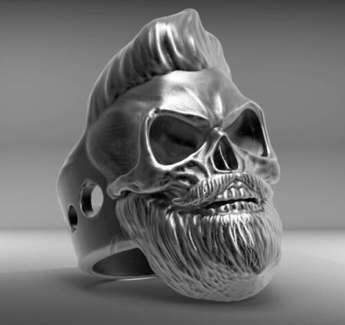 Skull Ring bearded without Glasses